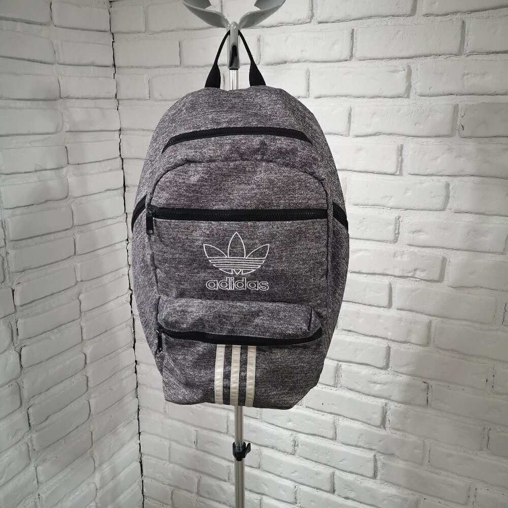 Adidas Unisex Dark Grey Zipper Closure Padded Back Backpack